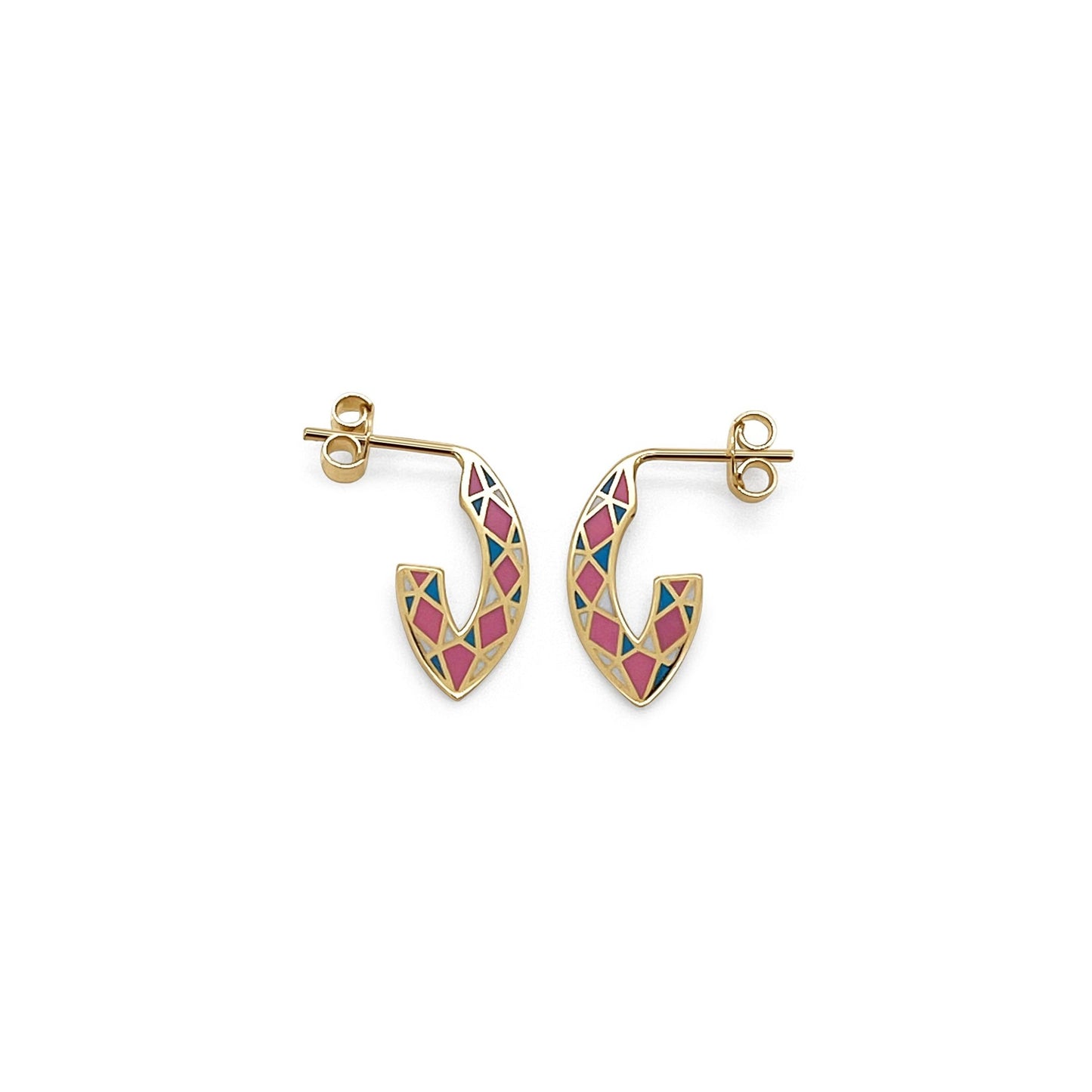 Mosaic Hoops - Oval - Pink Earrings - JULA JEWELRY