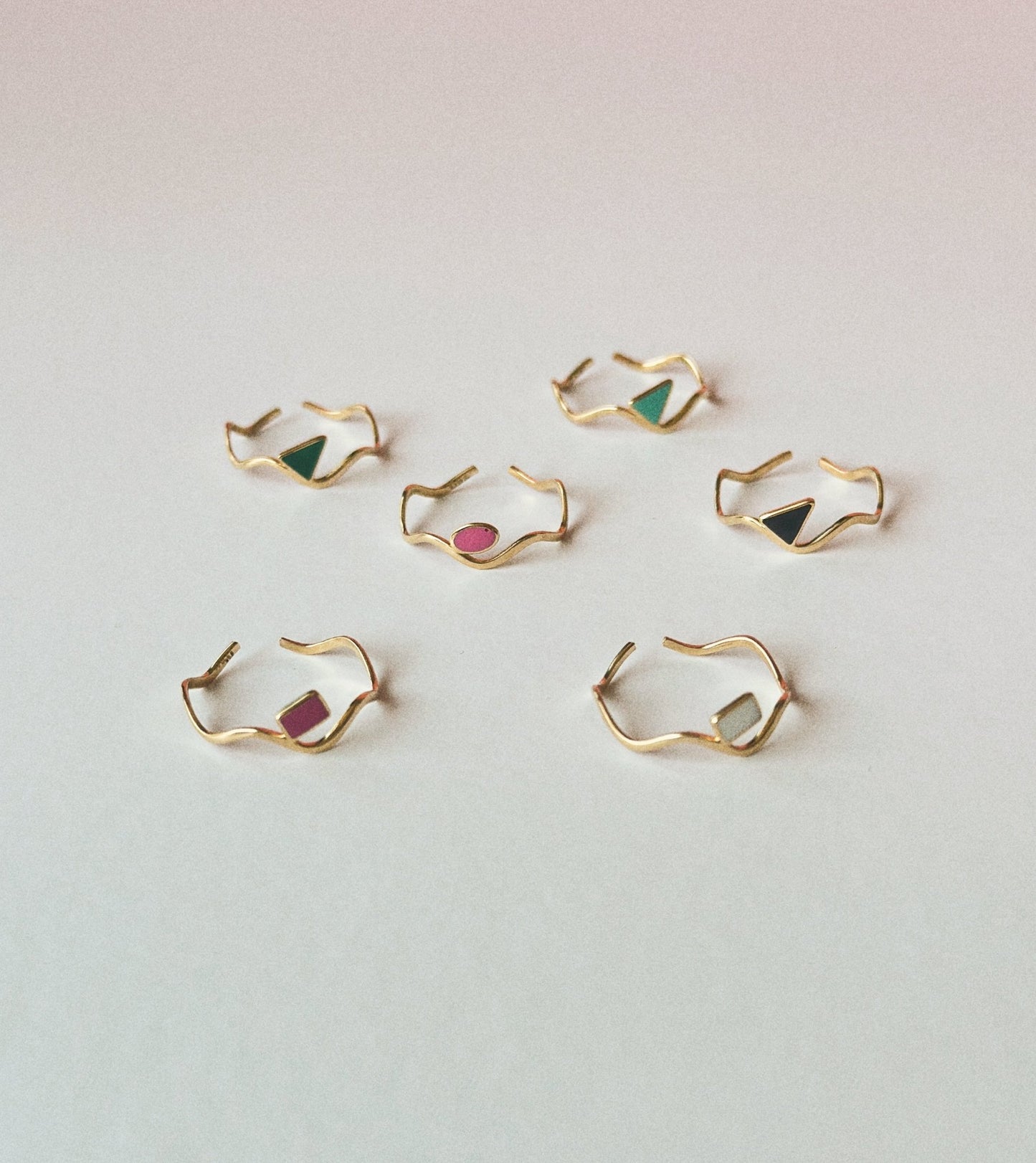 Triangle Colored Ring (Black / Blue / Green) - JULA JEWELRY