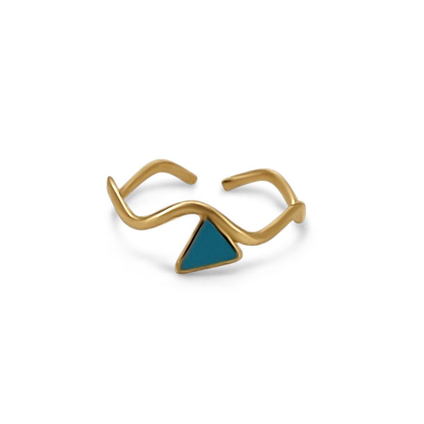 Triangle Colored Ring (Black / Blue / Green) - JULA JEWELRY