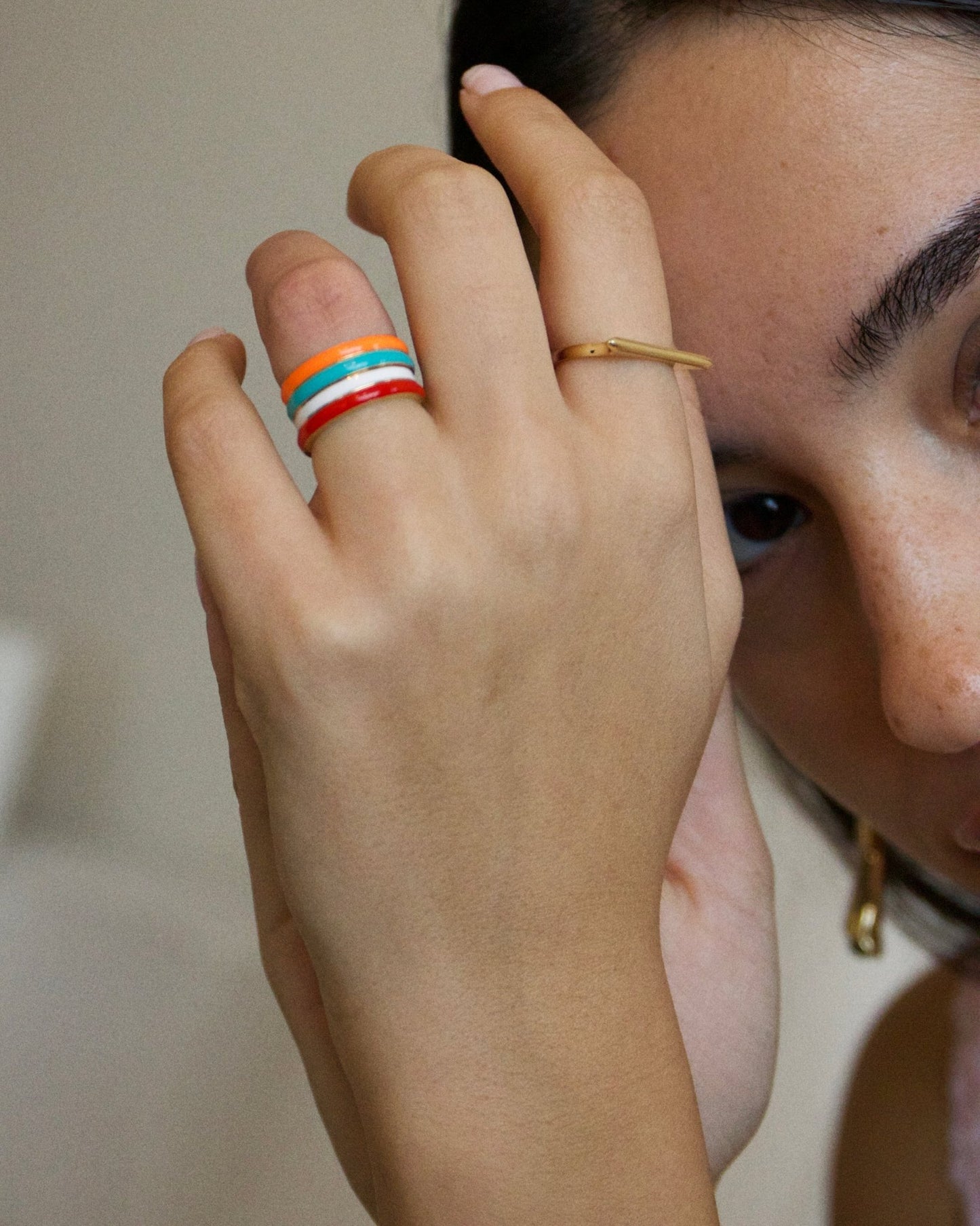 Colored Rings - Blue Red Orange White - JULA JEWELRY