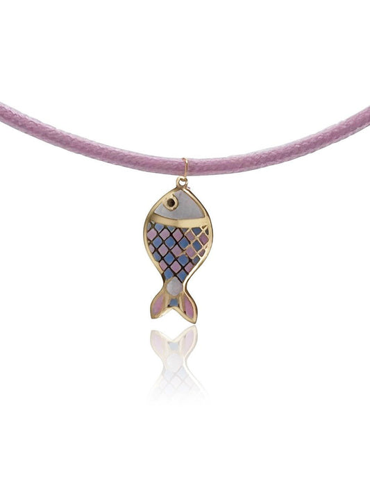 Kids Colored Magnet - Fish Pendent with Pink Cord - JULA JEWELRY