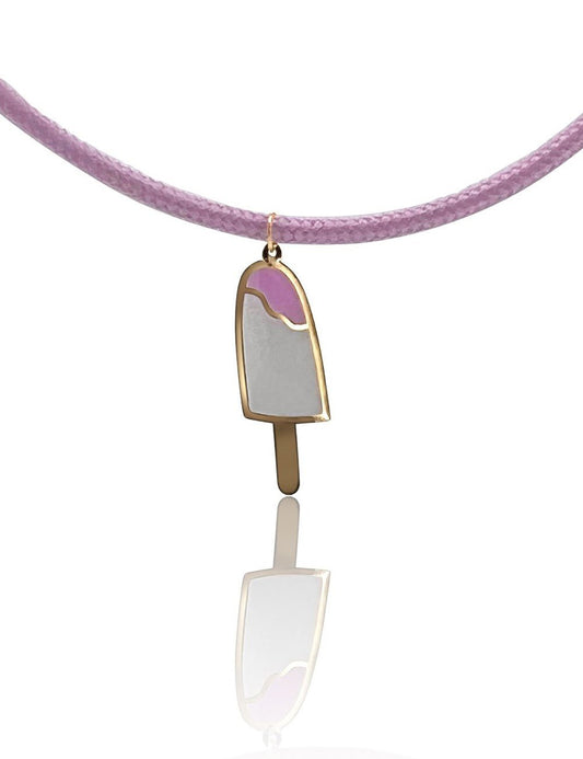 Kids Colored Magnet - Ice Cream Stick Pendent with Pink Cord - JULA JEWELRY