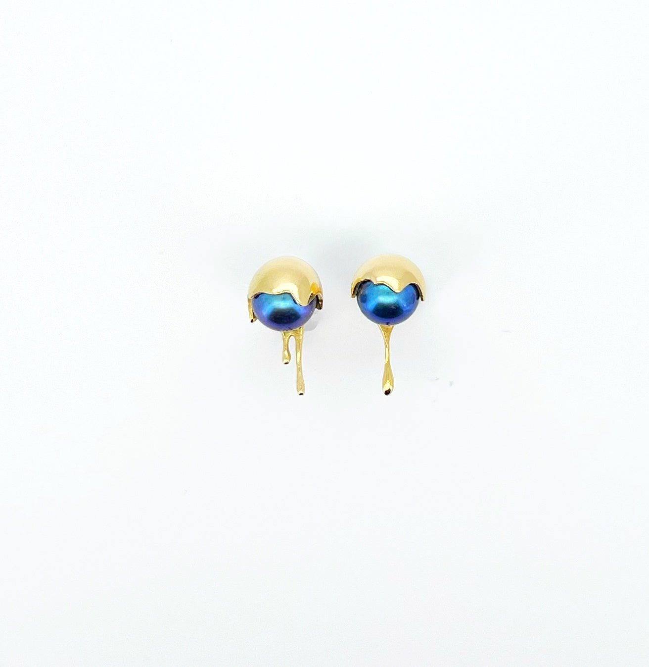 Melted Gold & Pearl Earrings - JULA JEWELRY